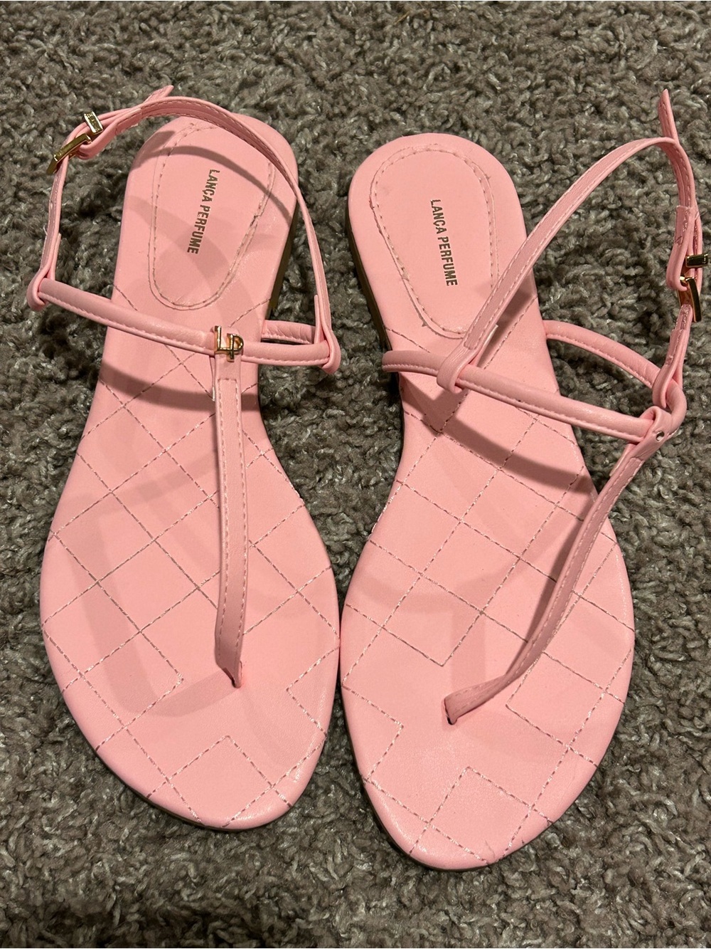 Lanca Perfume Easy Flat Sandal With Embellishment Pink , size 9